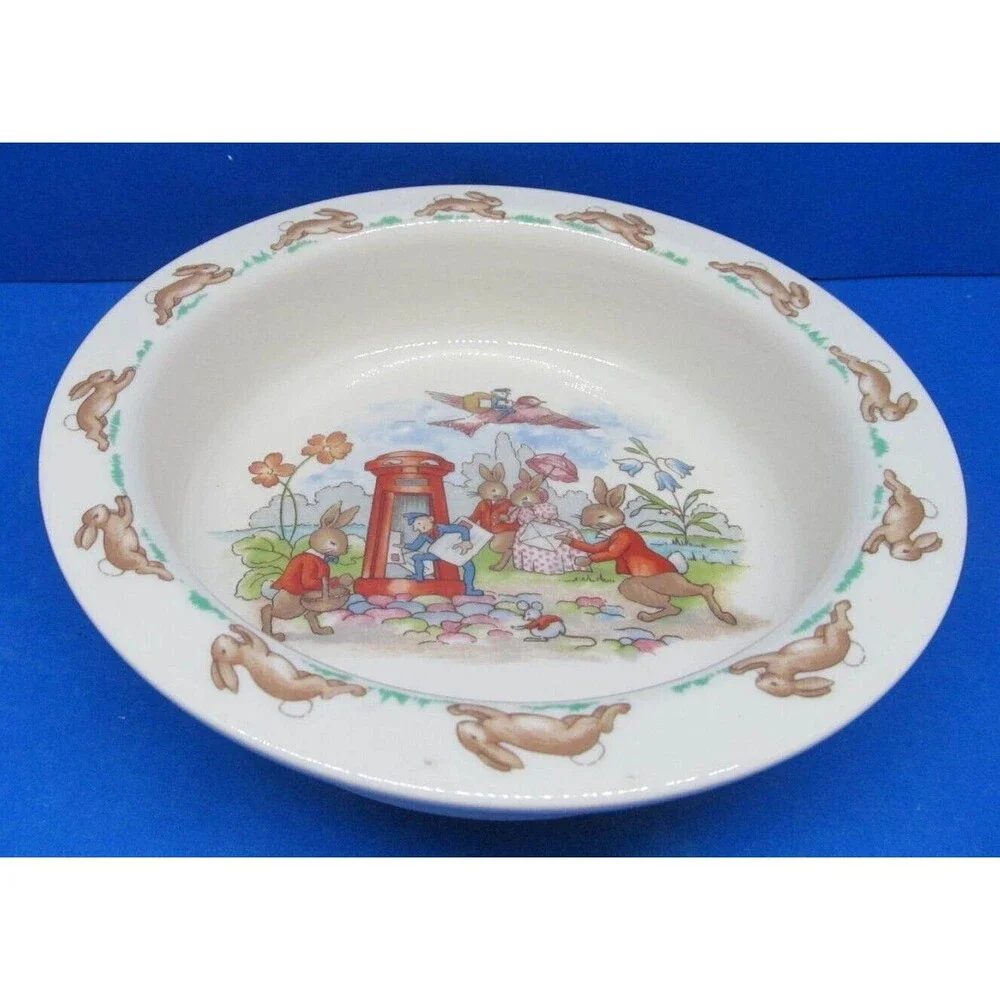 Royal Doulton Bunnykins Letterbox  Round Baby Childs Plate Bowl 6 1/4